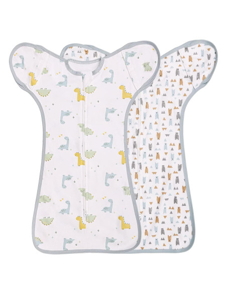 Paquete de 2 Sacos de Dormir Swaddle JULYFIRE 100% Algodón 0-3 Meses