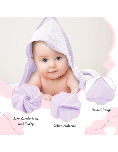 Juego de Toallas de Baño con Capucha CroBlissful 8 Pcs Algodón