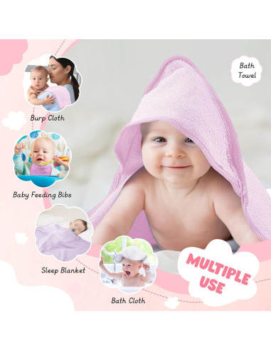 Juego de Toallas de Baño con Capucha CroBlissful 8 Pcs Algodón