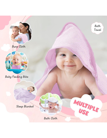 Juego de Toallas de Baño con Capucha CroBlissful 8 Pcs Algodón