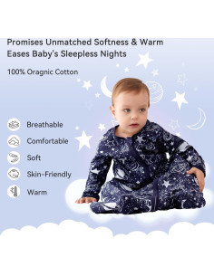 Saco de Sueño Unnivoll 100% Algodón 6-12 Meses Planeta Azul Gris 2