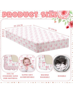 Juego de Sábanas para Cuna Peryiter Rosa Lazo 2 Piezas 132x71 cm 2