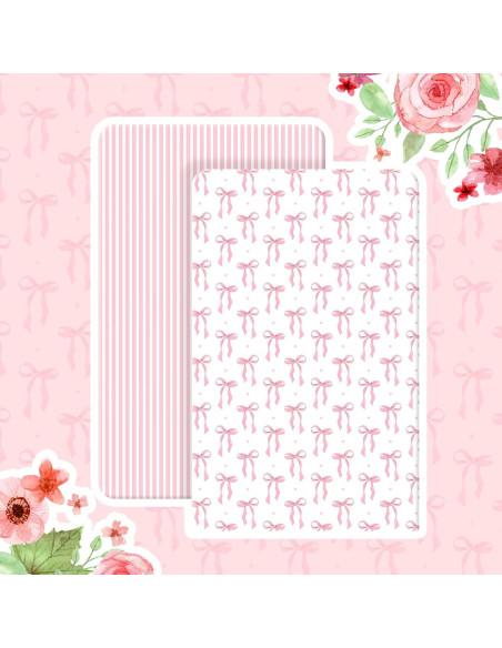 Juego de Sábanas para Cuna Peryiter Rosa Lazo 2 Piezas 132x71 cm Juego de Sábanas para Cuna Peryiter Rosa Lazo 2 Piezas 132x71 cm
