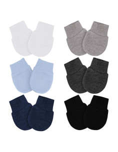Manoplas para Bebé 6 Pares Algodón Sin Rasguños 0-6 Meses