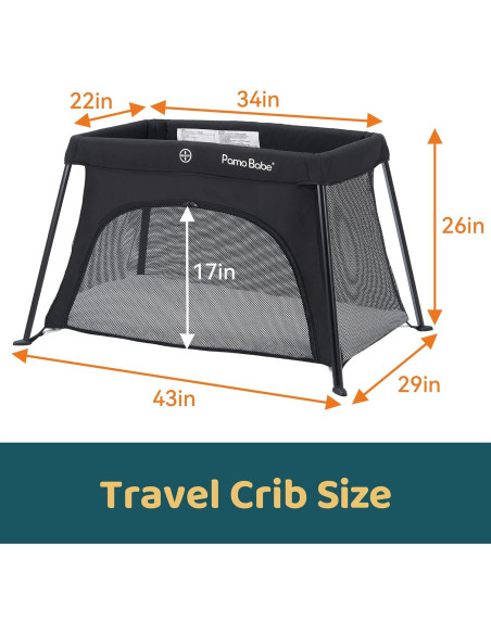 Cuna de viaje Pamo Babe ligera con colchón y malla transpirable