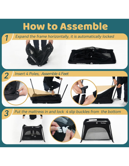 Cuna de viaje Pamo Babe ligera con colchón y malla transpirable