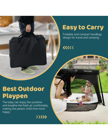 Cuna de viaje Pamo Babe ligera con colchón y malla transpirable