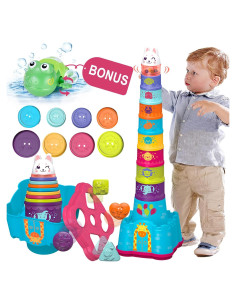 Juguetes Apilables LTKFFFdp para Bebés 6-18 Meses - Clasificador de Formas