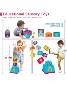 Juguetes Apilables LTKFFFdp para Bebés 6-18 Meses - Clasificador de Formas 2