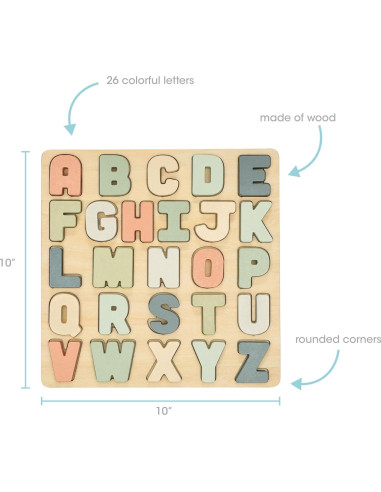 Rompecabezas de Alfabeto de Madera Pearhead - Juguete Educativo 1+ Años