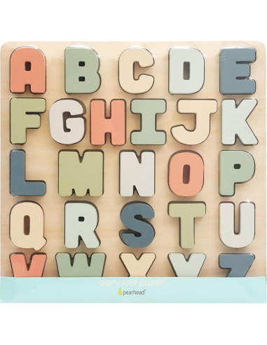 Rompecabezas de Alfabeto de Madera Pearhead - Juguete Educativo 1+ Años