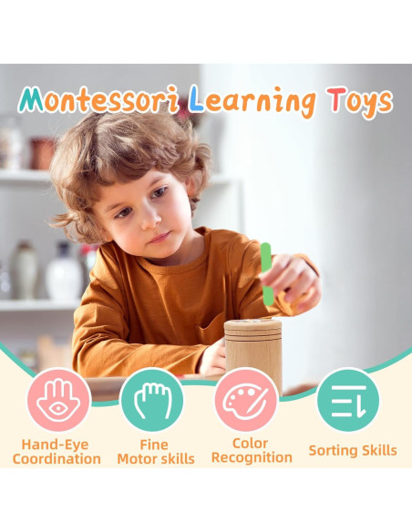 Juguete Montessori de Clasificación de Colores MTTIERY 25.4x5.08 cm