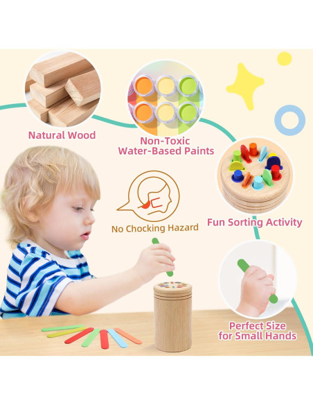 Juguete Montessori de Clasificación de Colores MTTIERY 25.4x5.08 cm