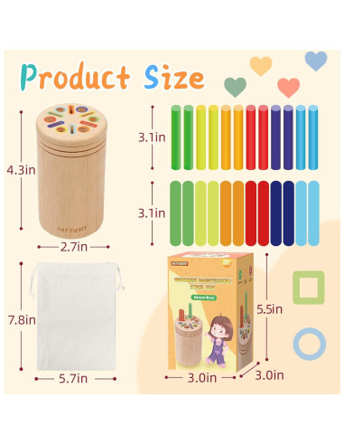 Juguete Montessori de Clasificación de Colores MTTIERY 25.4x5.08 cm