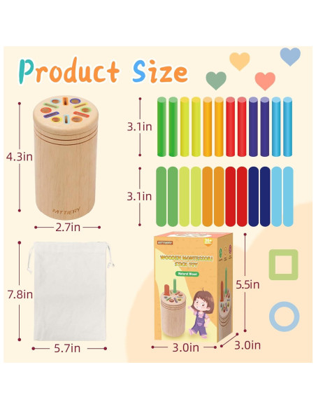 Juguete Montessori de Clasificación de Colores MTTIERY 25.4x5.08 cm