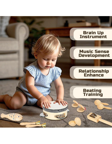 Instrumentos Musicales de Madera Ehome para Niños 1-3 Años