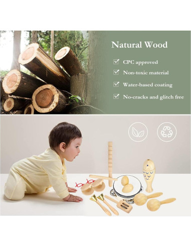 Instrumentos Musicales de Madera Ehome para Niños 1-3 Años