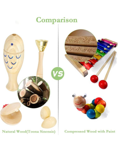 Instrumentos Musicales de Madera Ehome para Niños 1-3 Años