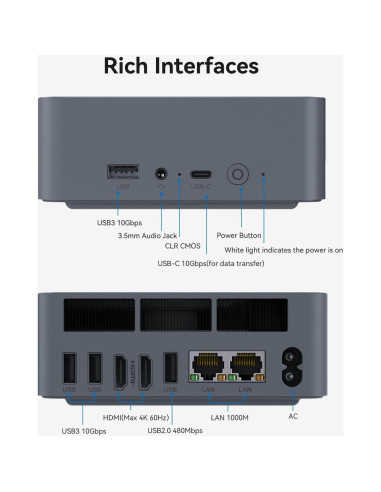 Mini PC Beelink EQi12, Intel Core i5 1235U, 16GB RAM, 500GB SSD
