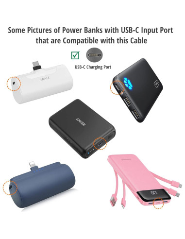 Cable de carga USB-C a USB-C 0.91m IENZA para powerbanks