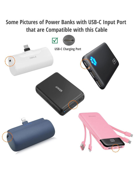 Cable de carga USB-C a USB-C 0.91m IENZA para powerbanks