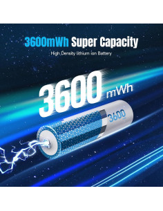 Baterías Recargables AA Dracutum 3600mWh con Cargador 2