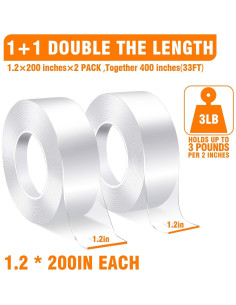 Cinta Doble Cara ANLOKE 2 Rollos 10 m Alta Resistencia 2