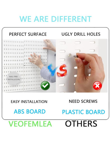 Kit de Tableros Perforados VEOFEMLEA 8 Paneles 30 Accesorios Negro