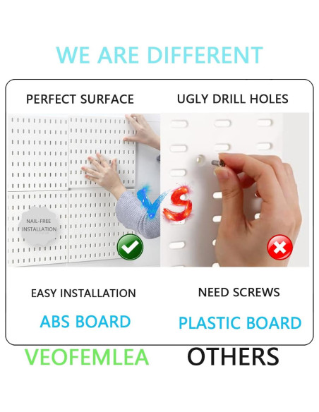 Kit de Tableros Perforados VEOFEMLEA 8 Paneles 30 Accesorios Negro