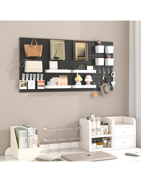 Kit de Tableros Perforados VEOFEMLEA 8 Paneles 30 Accesorios Negro