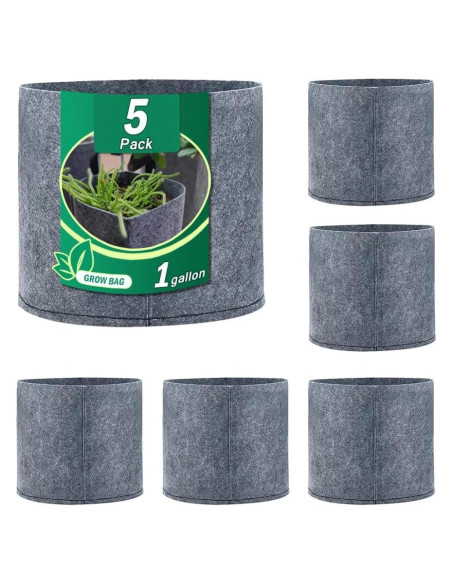 5 Bolsas de Crecimiento 1 Galón BW BEST WAY para Jardinería