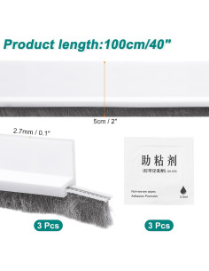 Barrera de Puerta uxcell 100 cm x 5 cm TPE Aislante Blanco 2