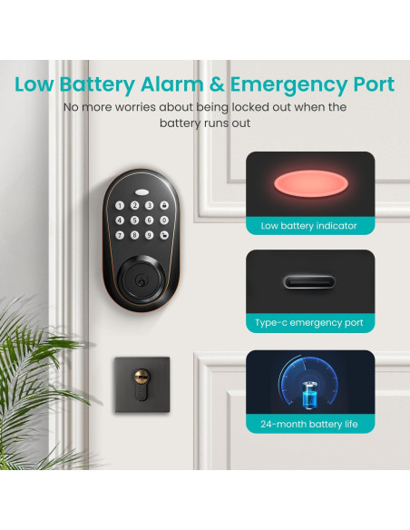 Cerradura Electrónica Inteligente Kuelor con Teclado y Alarma