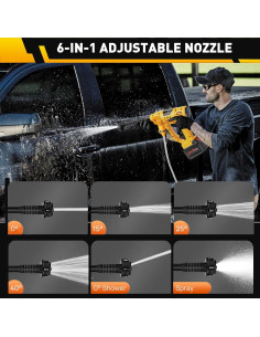 Lavadora a Presión Inalámbrica Muzisst 900 PSI 6-en-1 Amarillo 2