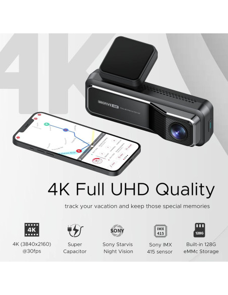 Cámara de Tablero Dual Miofive 4K/2K con GPS y WiFi 5G