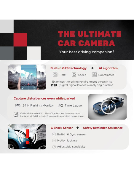 Cámara de Tablero Dual Miofive 4K/2K con GPS y WiFi 5G