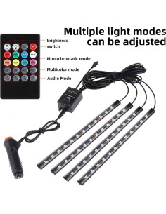 Luces LED Multicolor para Coche Moioee - Kit 4 Piezas 12V 2