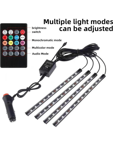 Luces LED Multicolor para Coche Moioee - Kit 4 Piezas 12V