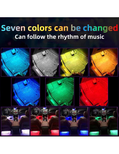 Luces LED Multicolor para Coche Moioee - Kit 4 Piezas 12V