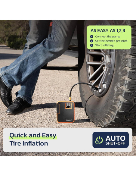 Compresor de Aire Portátil Woowind DP3 150PSI Inflador Neumáticos