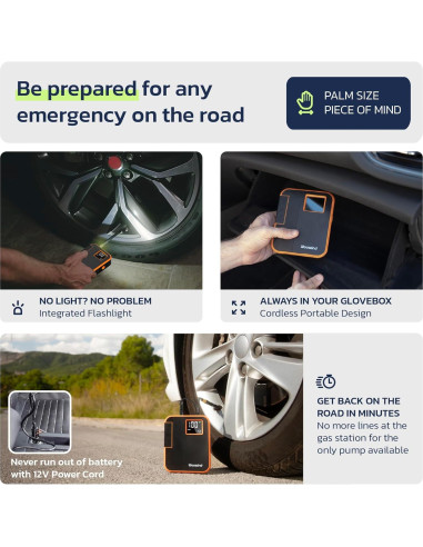 Compresor de Aire Portátil Woowind DP3 150PSI Inflador Neumáticos