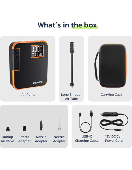 Compresor de Aire Portátil Woowind DP3 150PSI Inflador Neumáticos