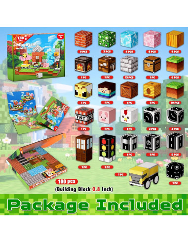 100 Piezas Bloques Magnéticos Magneverse - Juguetes STEM Bosques