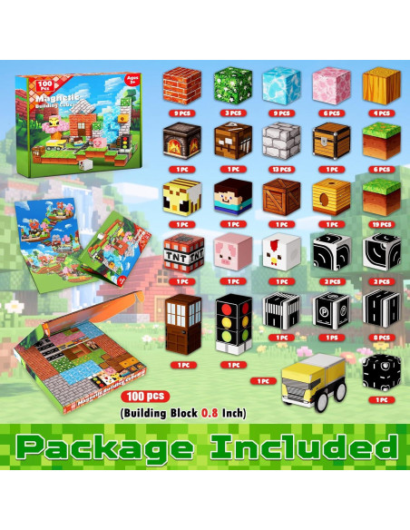 100 Piezas Bloques Magnéticos Magneverse - Juguetes STEM Bosques