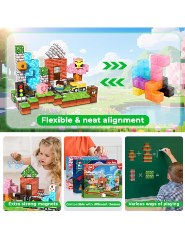 100 Piezas Bloques Magnéticos Magneverse - Juguetes STEM Bosques