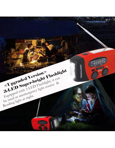 Radio de Emergencia NOAA NNOOAADIO AY-028S-R con Linterna LED