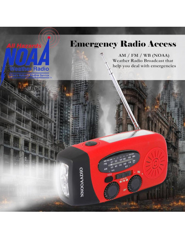Radio de Emergencia NOAA NNOOAADIO AY-028S-R con Linterna LED