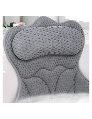 Almohada de Baño REEZEIVI con Ventosas Antideslizantes Gris