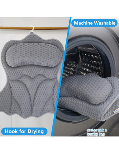 Almohada de Baño REEZEIVI con Ventosas Antideslizantes Gris