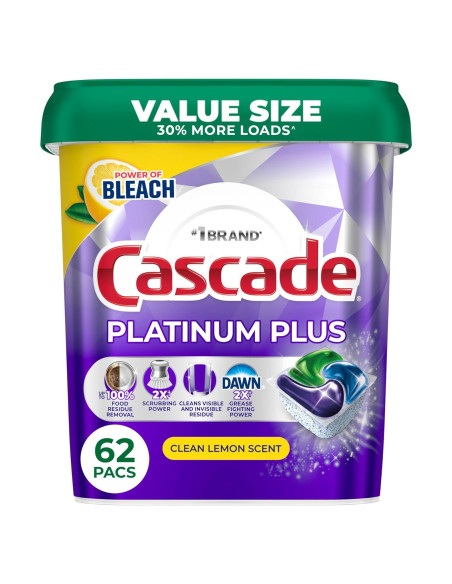 Cápsulas de Lavavajillas Cascade Platinum Plus 62 Unidades